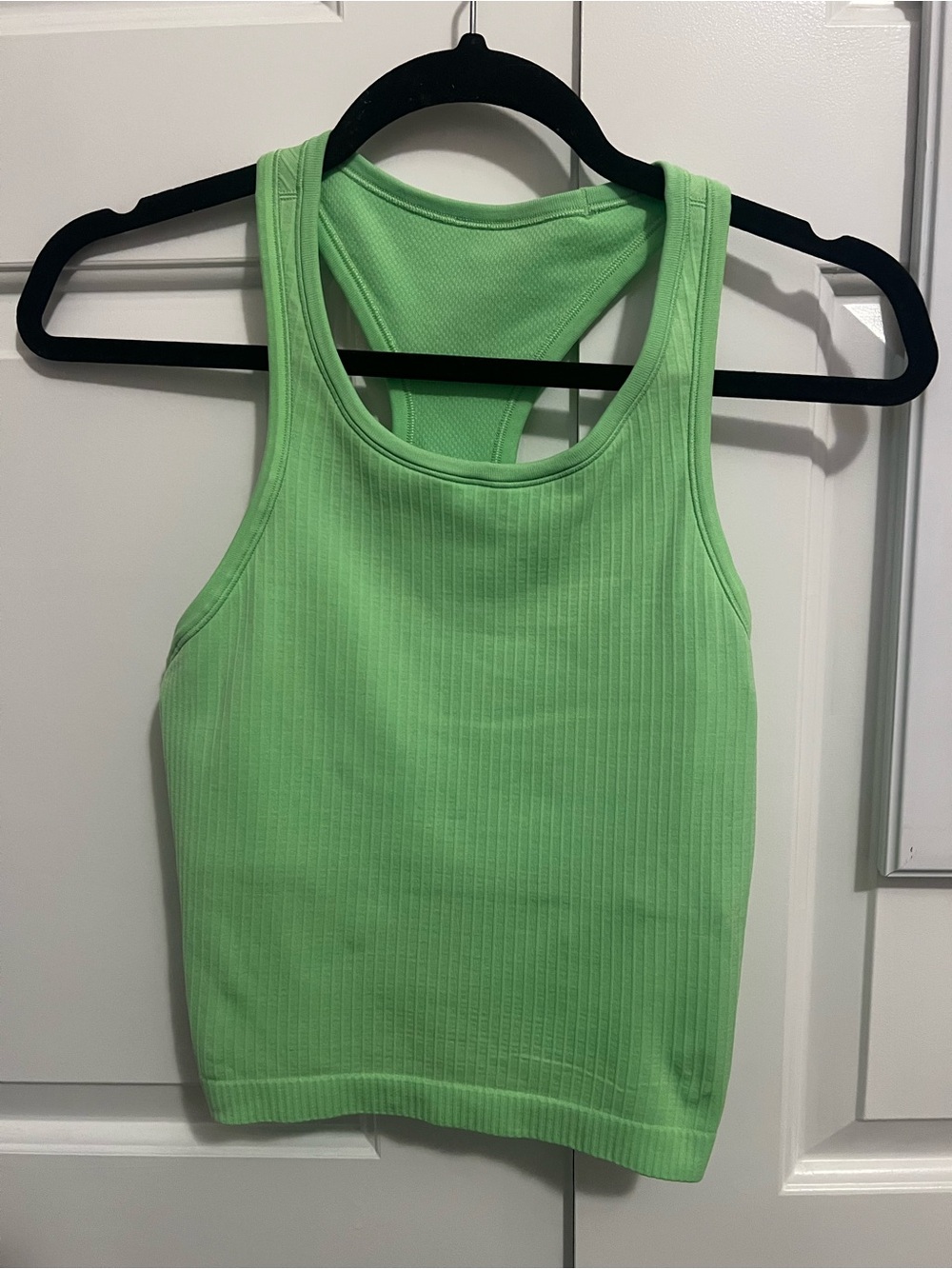 Lululemon Lime Green Ribbed Ebb to Street Cropped Athletic Tank Top Size 8